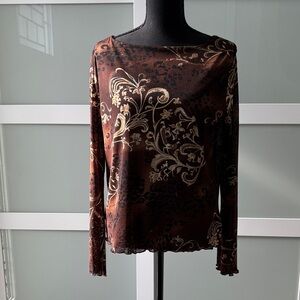 Ninety Brown Floral Long Sleeve Blouse
